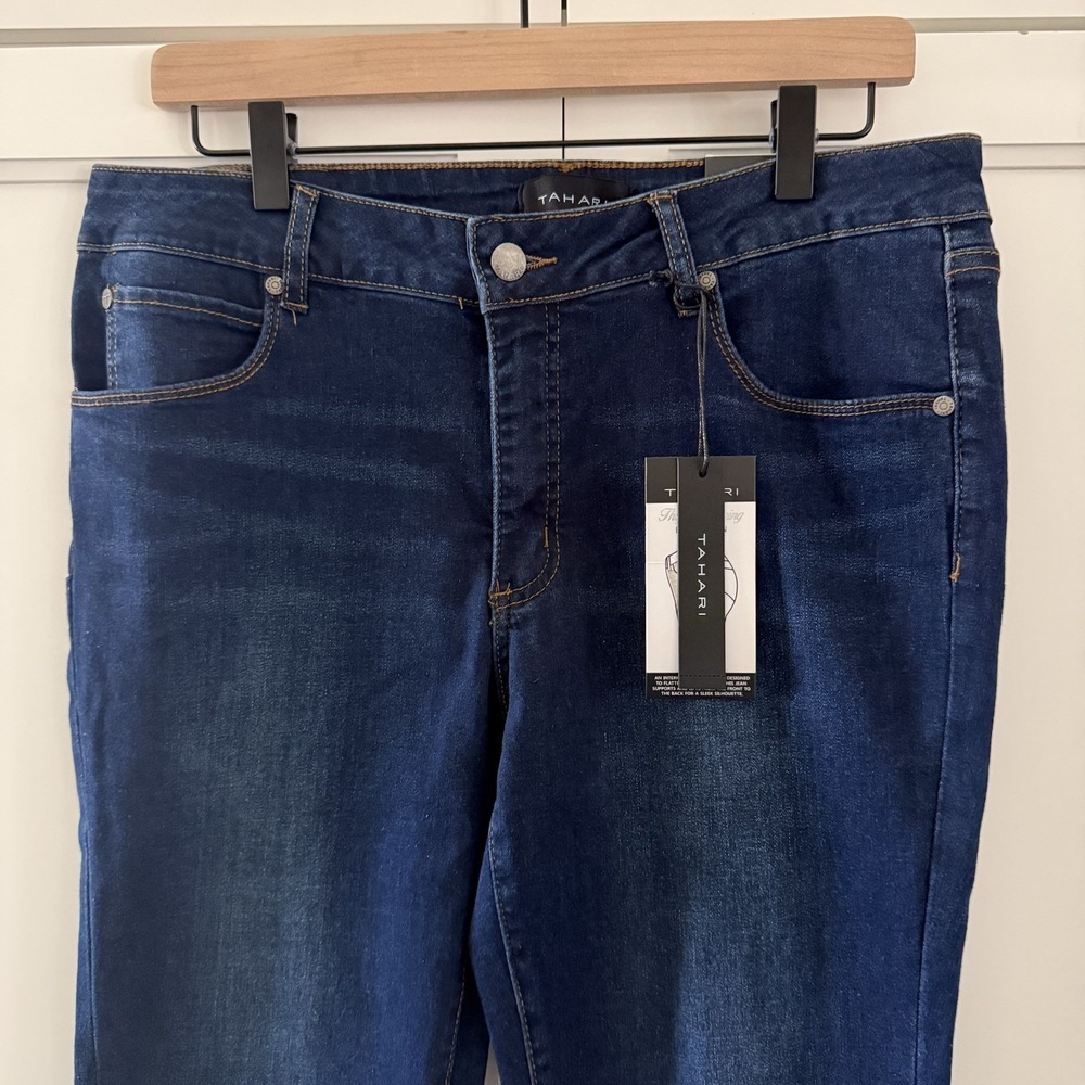 NWT Tahari Jeans Womens Sz 12 GIA Thigh Slimming Ankle Skinny Stretch Denim - Picture 2 of 14